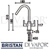 Bristan Cashew Monobloc Kitchen Tap Dimensions